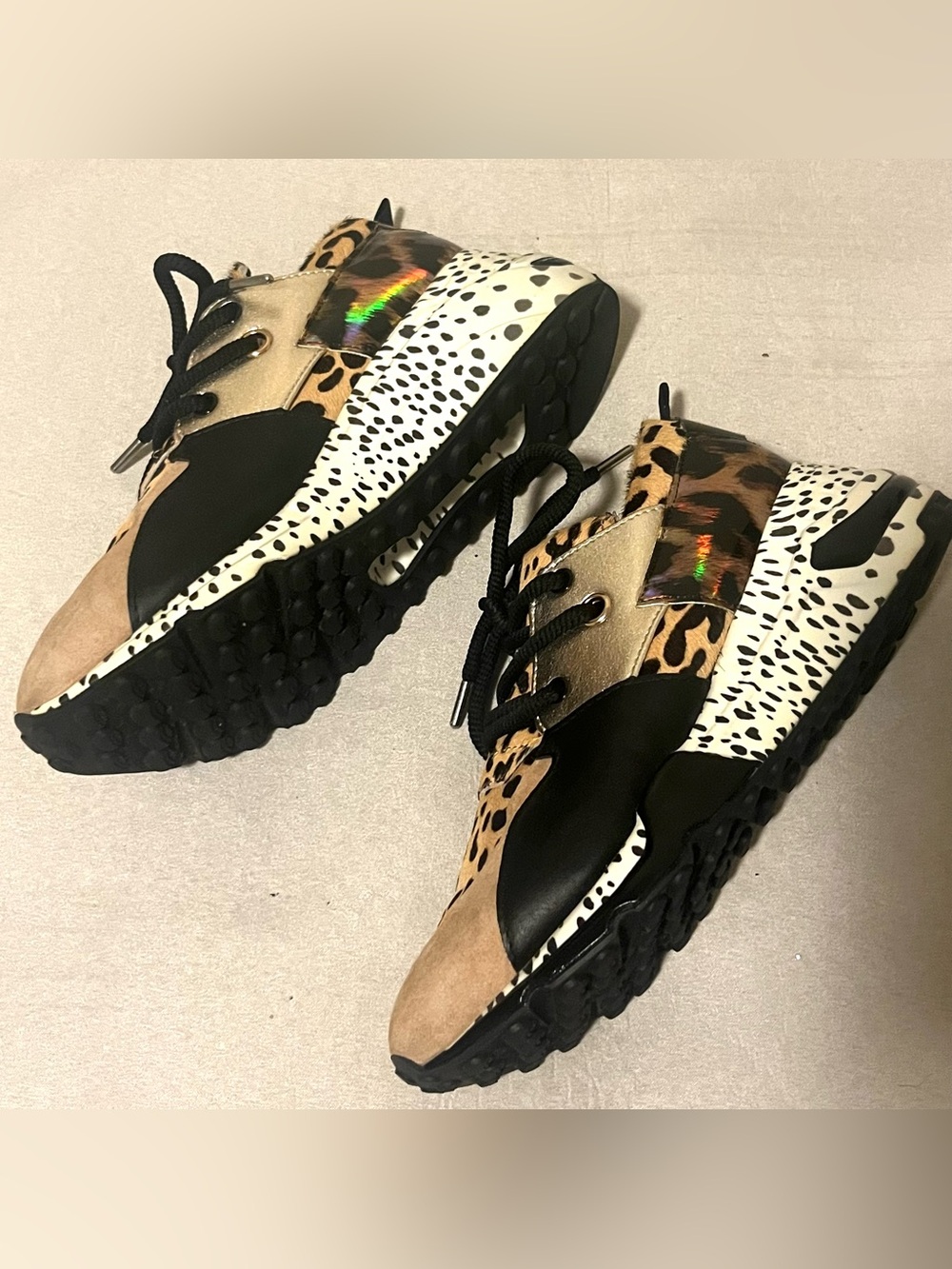 Steve Madden Cliff Multicolor Animal Print Suede Fashion Sneakers Size 8.5 - Picture 12 of 16